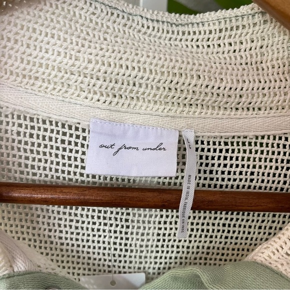 ✨ Urban Outfitters Sage Green & Cream Mesh Pullover Sz L | Lightweight Top - Picture 3 of 11